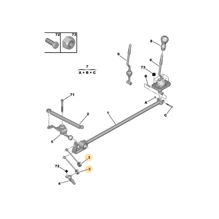 Bieleta Corta Palanca Cambios Peugeot 206
